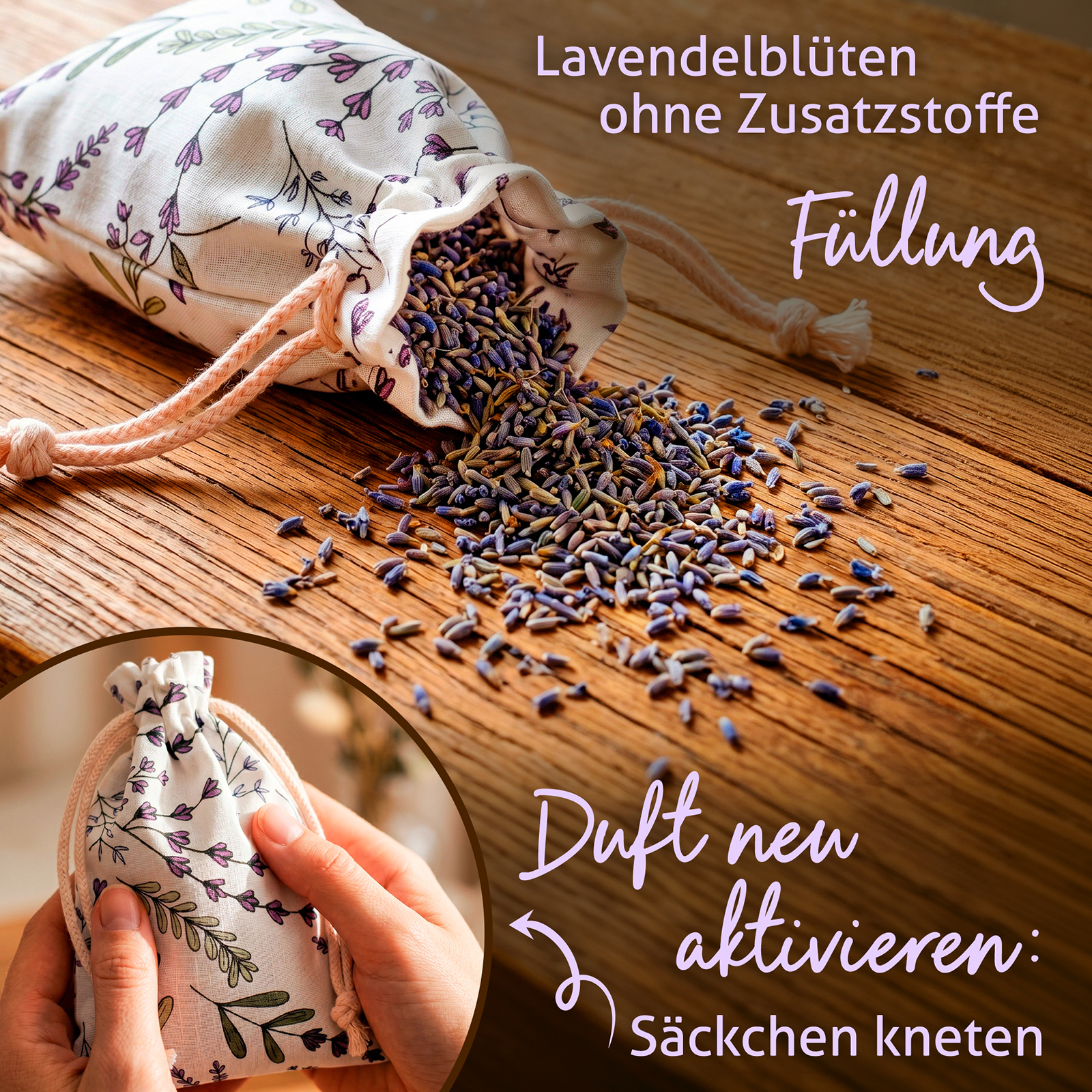 Lavendel-Duftbeutel – 10 x 15 cm – 4er Set