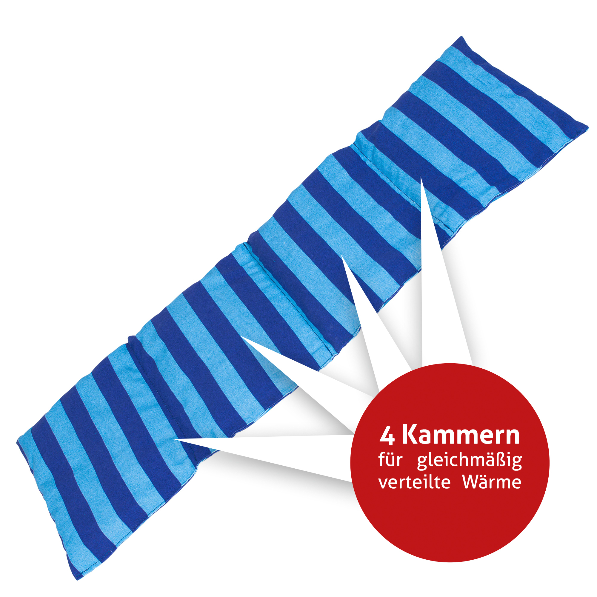 Damit die Kirschkerne und damit auch die Temperatur gleichmäßig abgegeben werden, ist das Kissen in vier Kammern unterteilt.