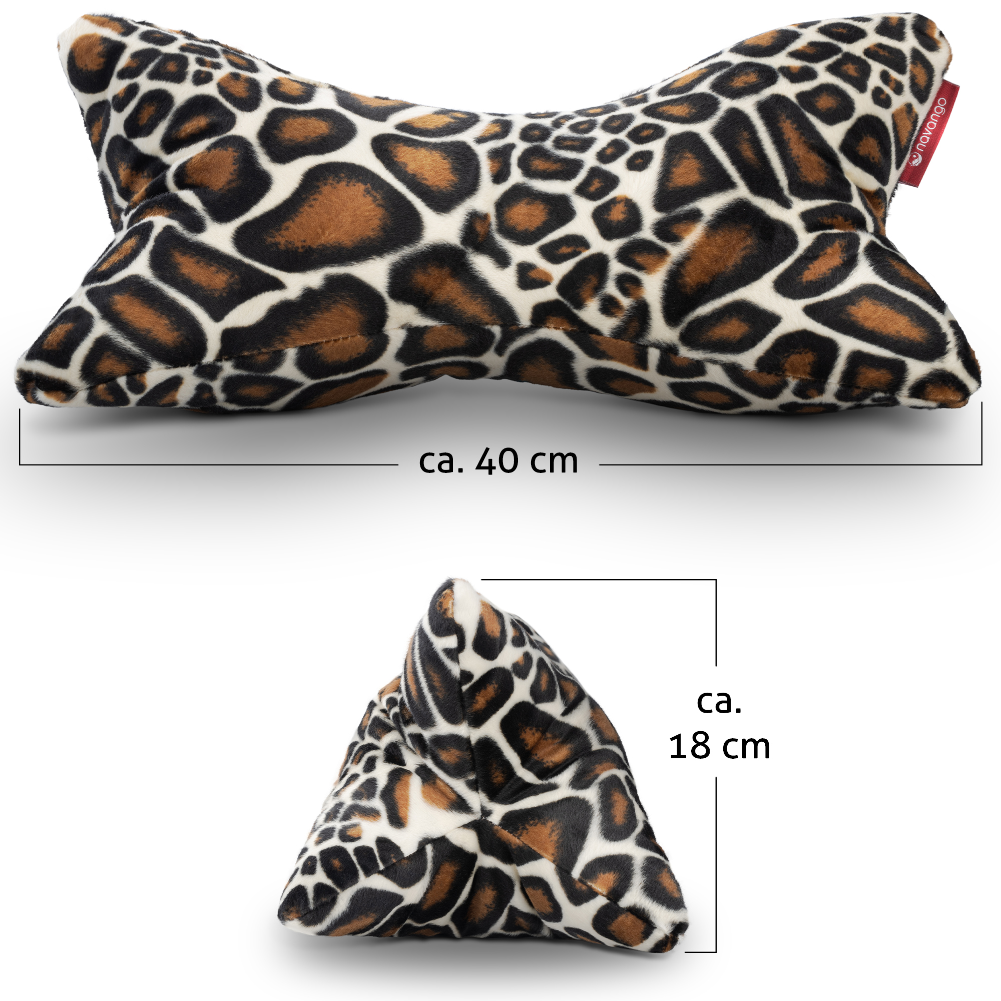 Die Maße des Leseknochens im Giraffen-Design.