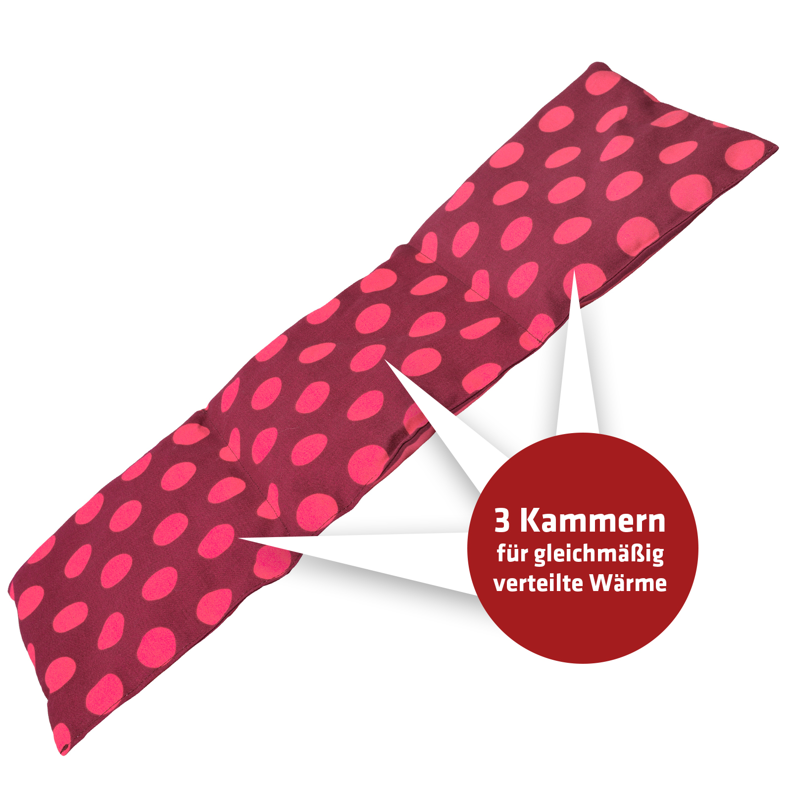 Durch die drei abgesteppten Kammern sind die Kirschkerne gut verteilt und die Temperatur wird gleichmäßiger abgegeben.