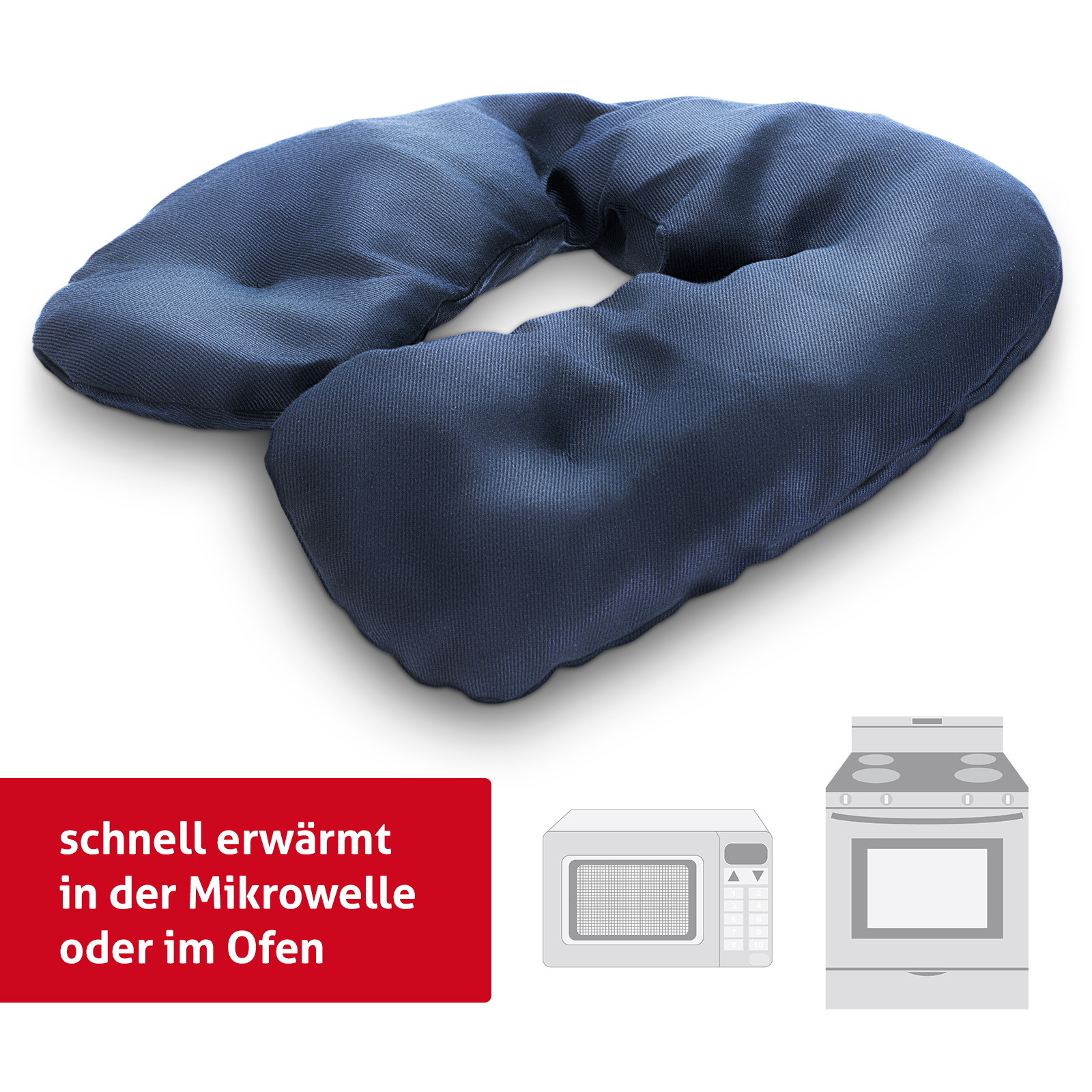 kirschkernkissen-nackenkissen-waermekissen-90242 Zum Aufwärmen wird das Kirschkern-Nackenhörnchen einfach in den Backofen oder in die Mikrowelle gegeben.